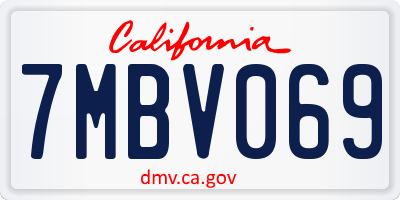 CA license plate 7MBV069