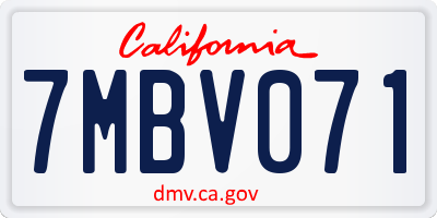 CA license plate 7MBV071