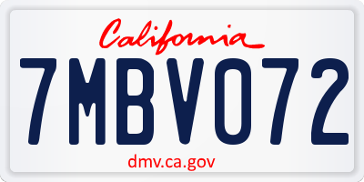CA license plate 7MBV072
