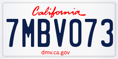 CA license plate 7MBV073