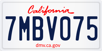 CA license plate 7MBV075