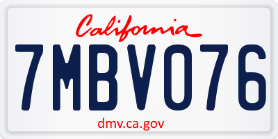 CA license plate 7MBV076