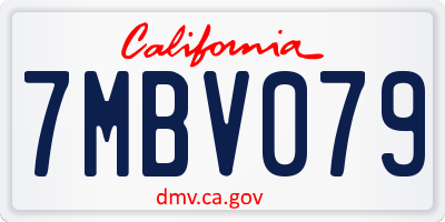 CA license plate 7MBV079