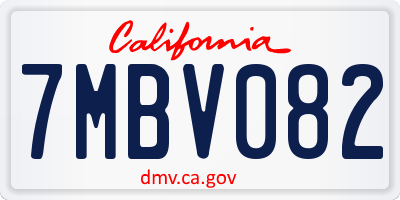 CA license plate 7MBV082