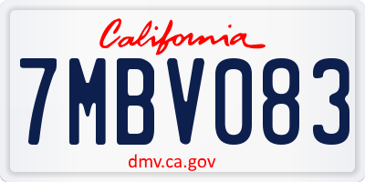 CA license plate 7MBV083