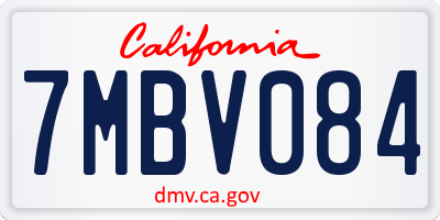 CA license plate 7MBV084