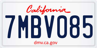 CA license plate 7MBV085