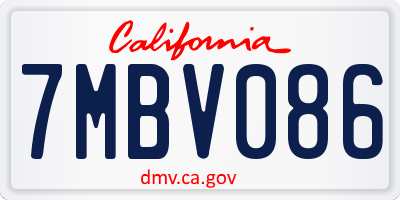 CA license plate 7MBV086