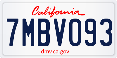 CA license plate 7MBV093