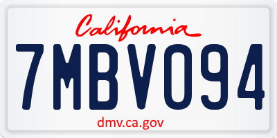 CA license plate 7MBV094