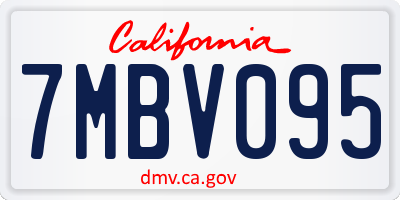 CA license plate 7MBV095