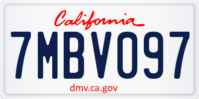 CA license plate 7MBV097