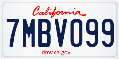 CA license plate 7MBV099