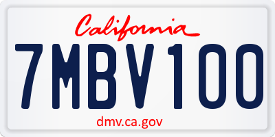 CA license plate 7MBV100