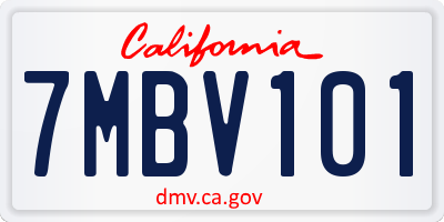 CA license plate 7MBV101