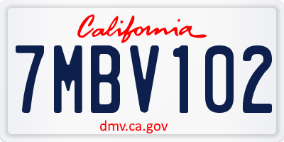 CA license plate 7MBV102