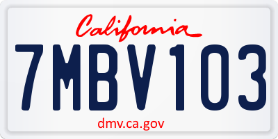 CA license plate 7MBV103