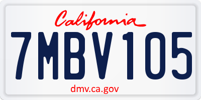 CA license plate 7MBV105