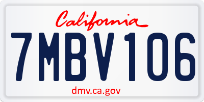 CA license plate 7MBV106