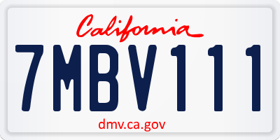 CA license plate 7MBV111