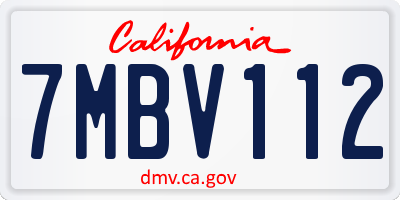 CA license plate 7MBV112