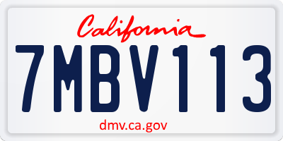 CA license plate 7MBV113