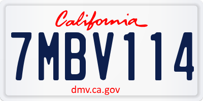 CA license plate 7MBV114