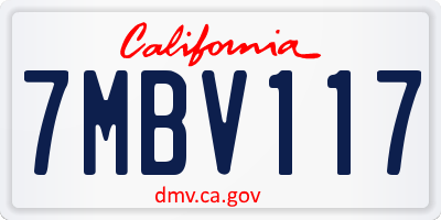 CA license plate 7MBV117
