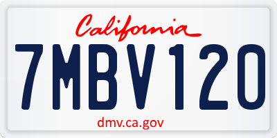 CA license plate 7MBV120