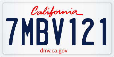 CA license plate 7MBV121