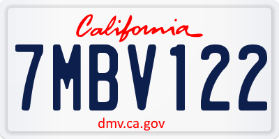 CA license plate 7MBV122