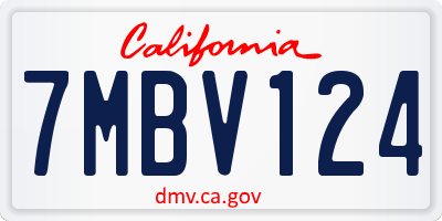 CA license plate 7MBV124