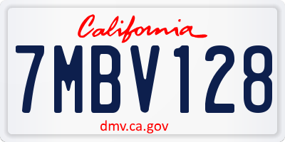 CA license plate 7MBV128