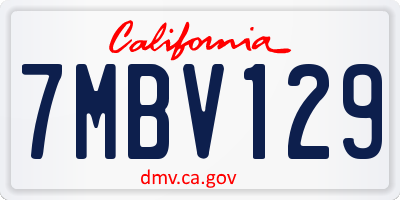 CA license plate 7MBV129