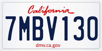 CA license plate 7MBV130