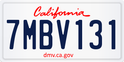 CA license plate 7MBV131