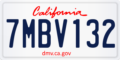 CA license plate 7MBV132