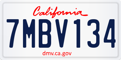 CA license plate 7MBV134
