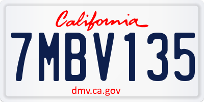 CA license plate 7MBV135