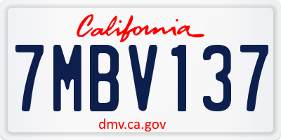 CA license plate 7MBV137