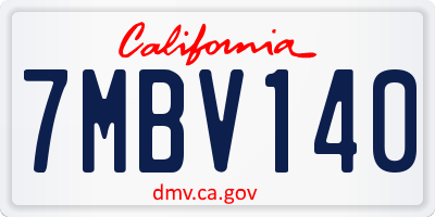 CA license plate 7MBV140