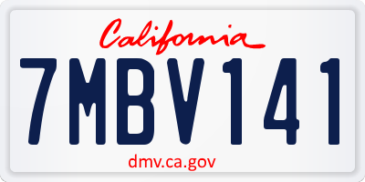 CA license plate 7MBV141