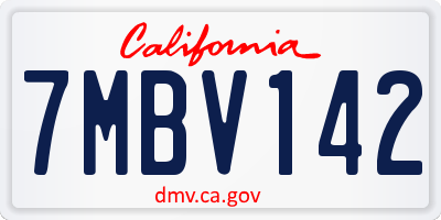 CA license plate 7MBV142
