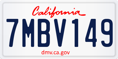 CA license plate 7MBV149