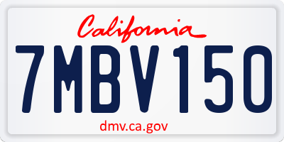 CA license plate 7MBV150
