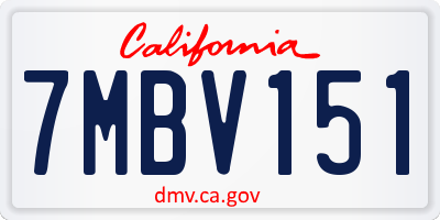 CA license plate 7MBV151