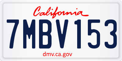 CA license plate 7MBV153