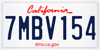 CA license plate 7MBV154