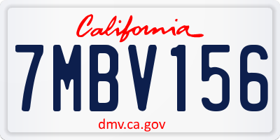 CA license plate 7MBV156