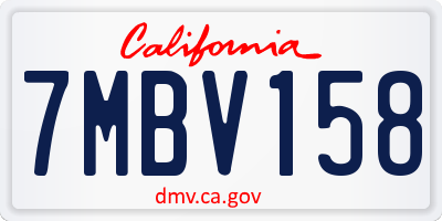 CA license plate 7MBV158